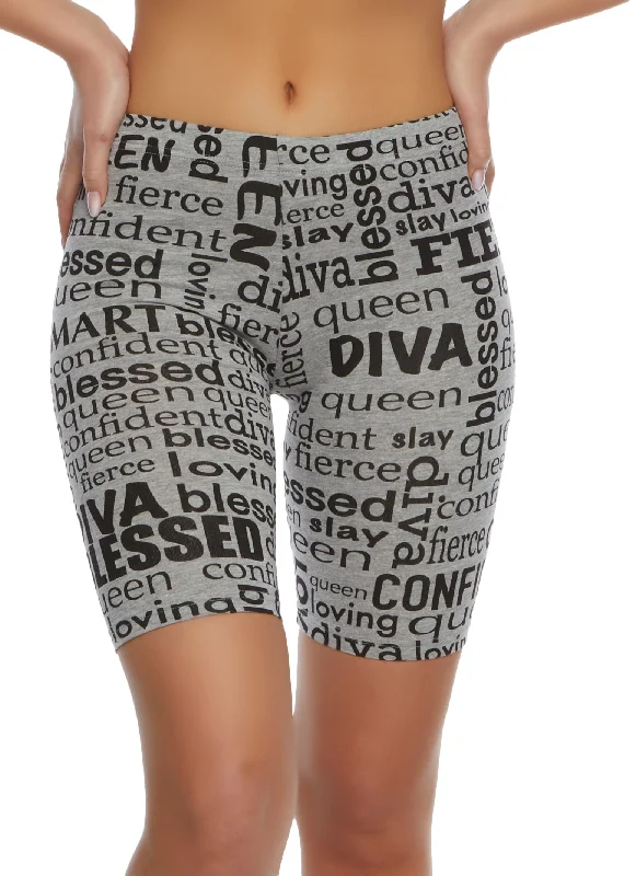 Blessed Diva Graphic Biker Shorts