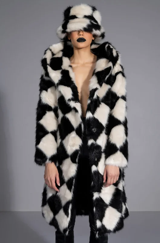 IF YOU SMILE LONG FAUX FUR COAT