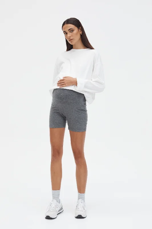 Fold Down Yoga Short (Heather Grey)