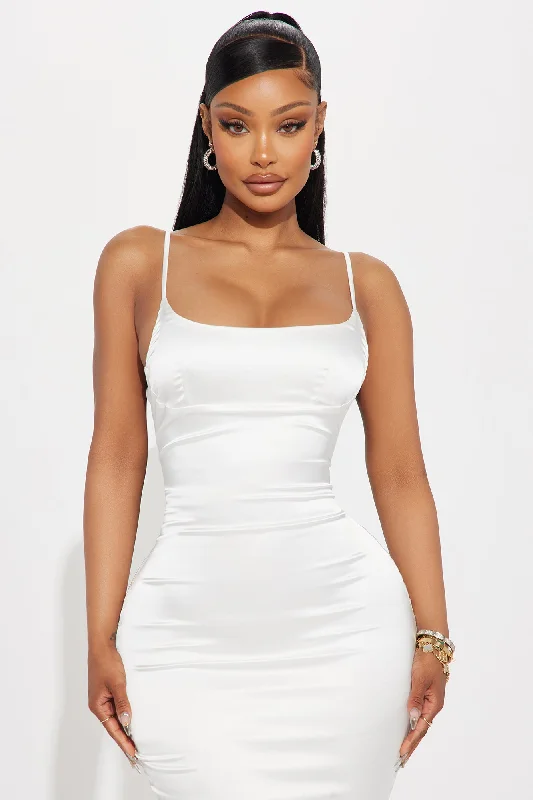 Party Night Feather Midi Dress - White