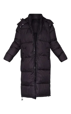 Petite Black Long Puffer Coat