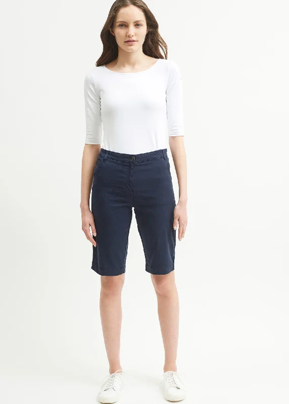 Samantha plain Bermuda shorts - in light cotton (MARINE)