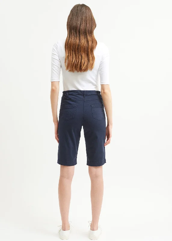 Samantha plain Bermuda shorts - in light cotton (MARINE)