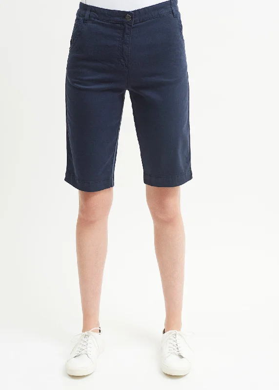 Samantha plain Bermuda shorts - in light cotton (MARINE)