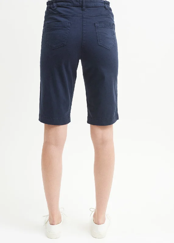 Samantha plain Bermuda shorts - in light cotton (MARINE)