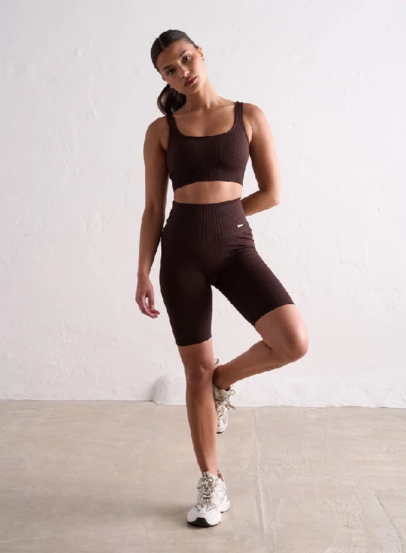 Ribbed Seamless Biker Shorts | Cacao