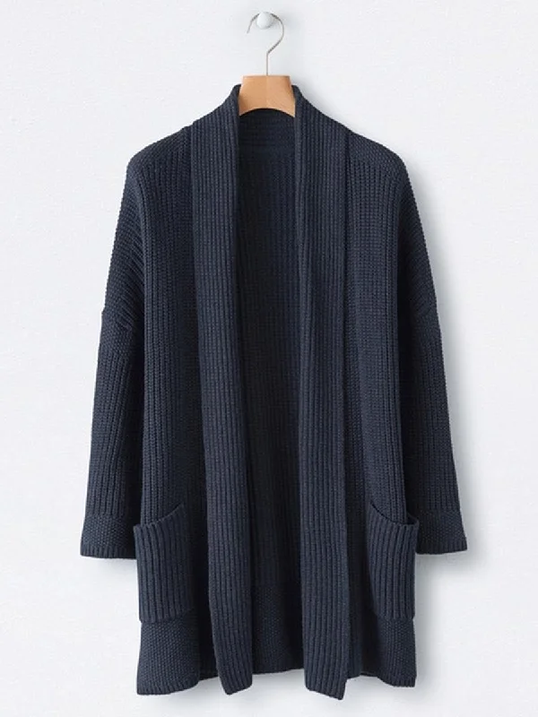 V-neck Knitted Long Sleeve Coat