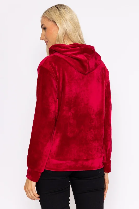 Velvet Hoody in Burgundy