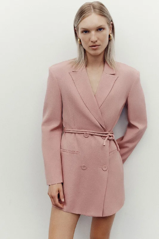 VENTO BLAZER DRESS WITH BELT - ROSE DAWN