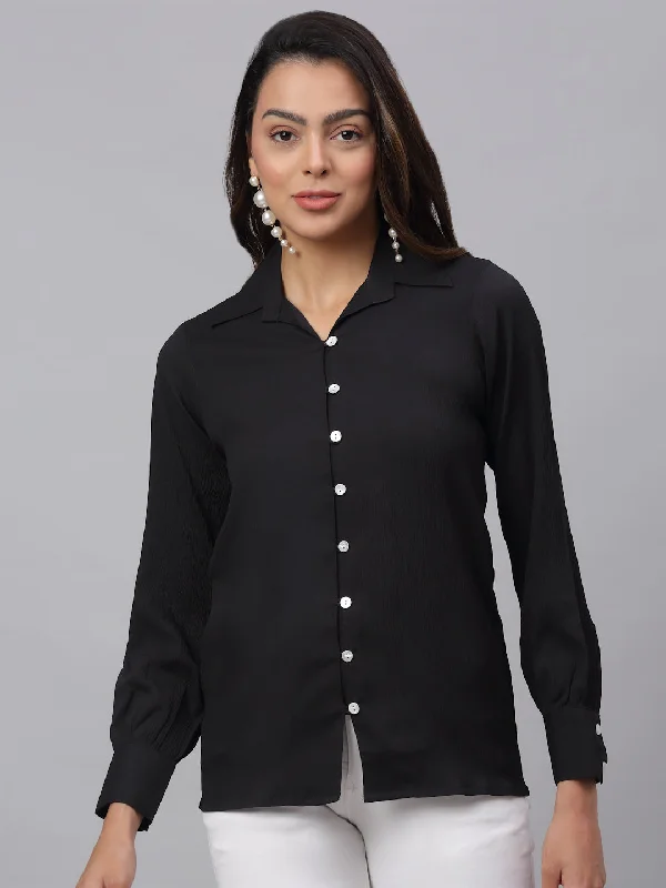 Women Black Solid Shirt