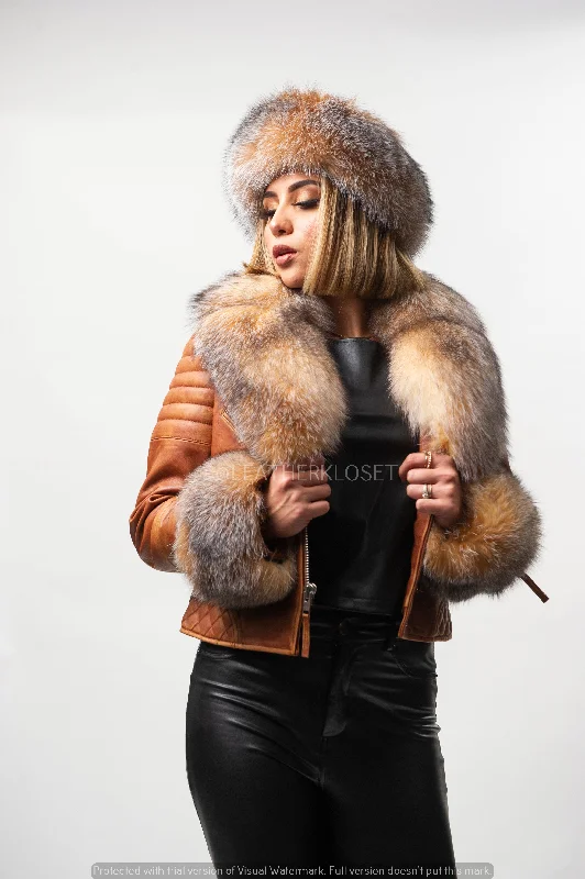 Women's Jay Biker Full Fox Fur [With Head Band Crystal]