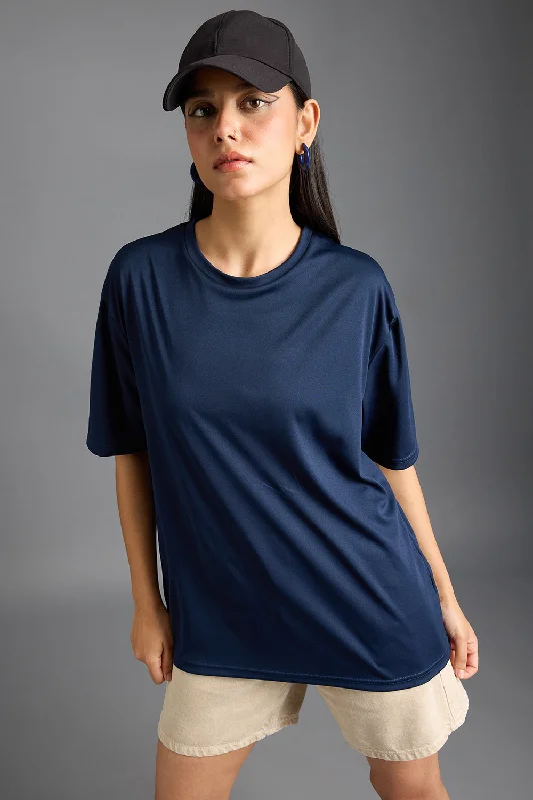 Printed Women's T-Shirt- Navy Blue