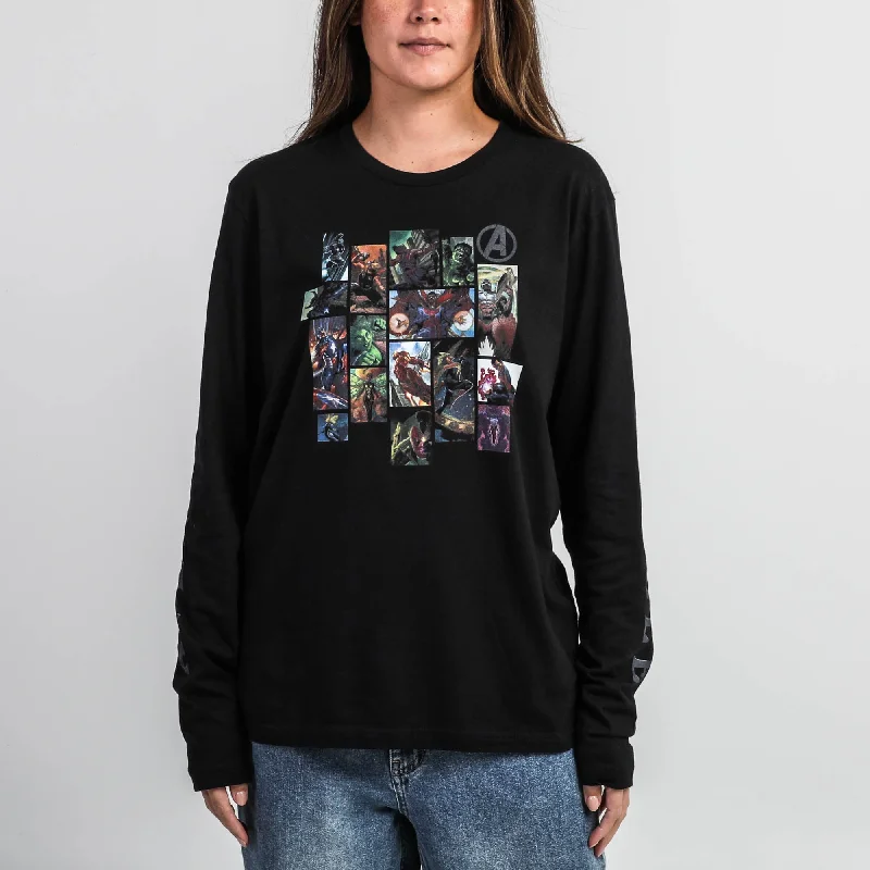 Avengers Assemble Mosaic Black Long Sleeve