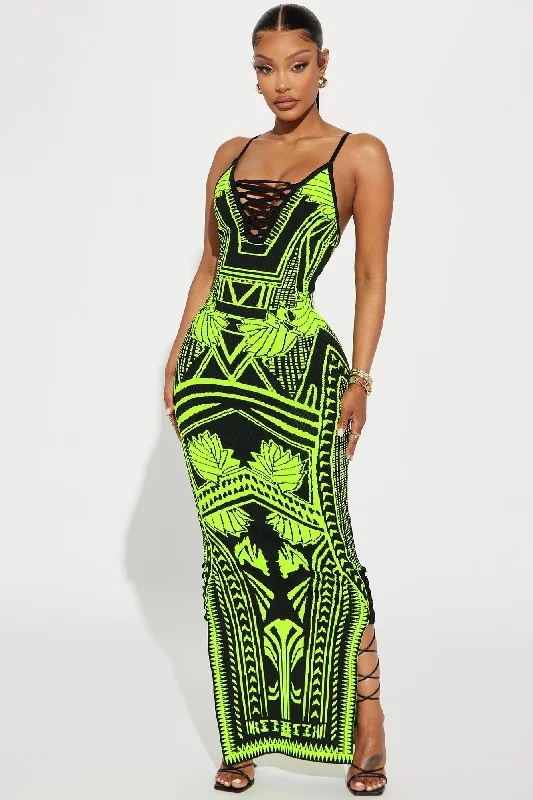 Bad Gal Bandage Maxi Dress - Lime