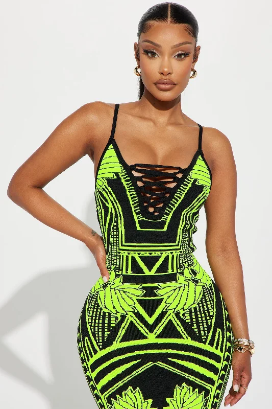 Bad Gal Bandage Maxi Dress - Lime