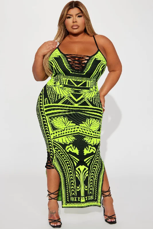 Bad Gal Bandage Maxi Dress - Lime