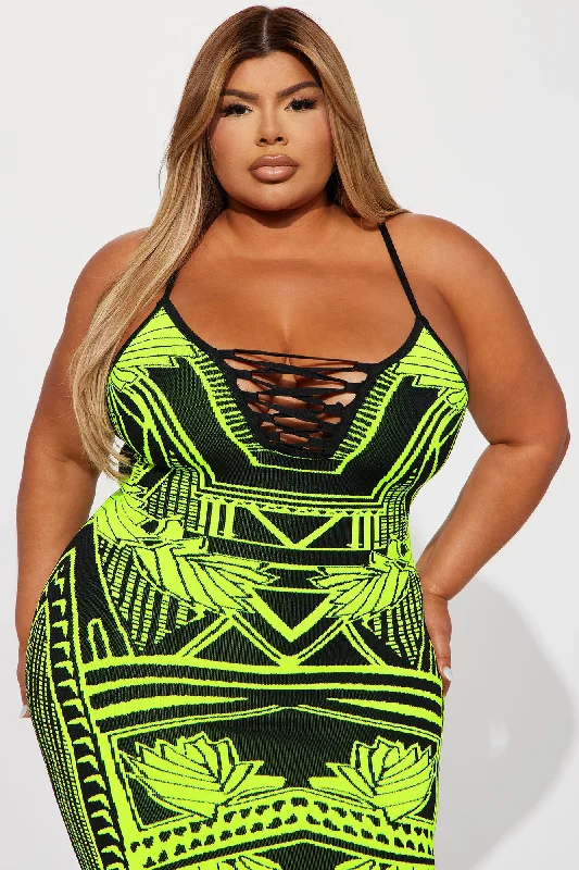 Bad Gal Bandage Maxi Dress - Lime