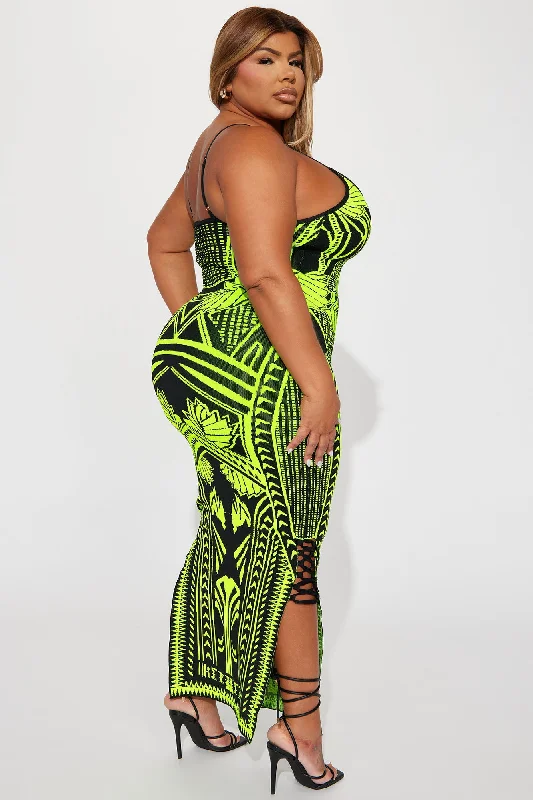 Bad Gal Bandage Maxi Dress - Lime