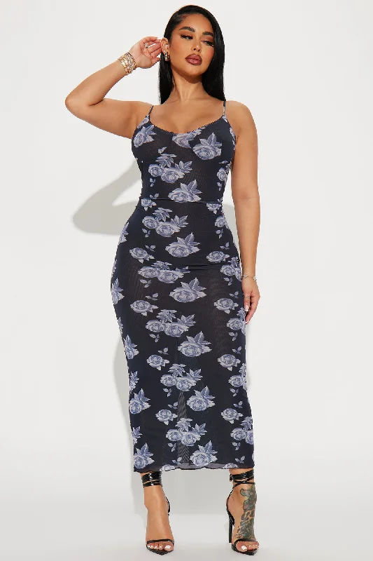 Bella Mesh Maxi Dress - Navy/combo