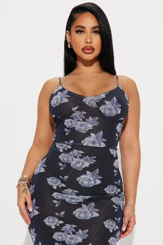 Bella Mesh Maxi Dress - Navy/combo