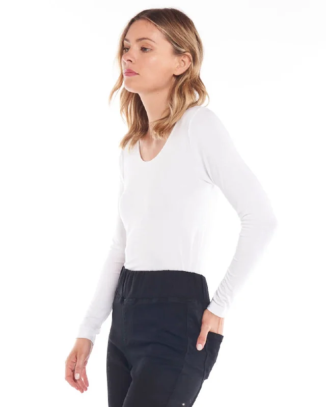 BETTY BASICS KELLI LONG SLEEVE TOP WHITE