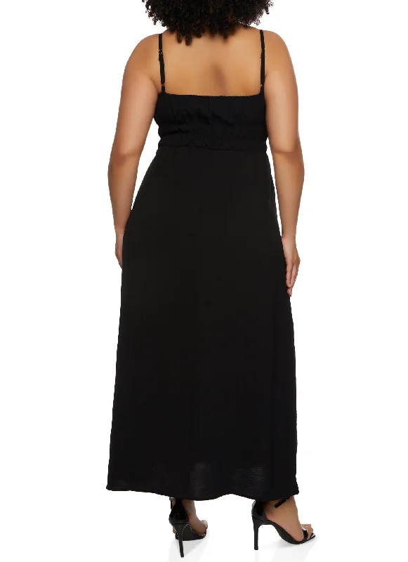 Plus Size Airy V Neck Empire Waist Maxi Dress