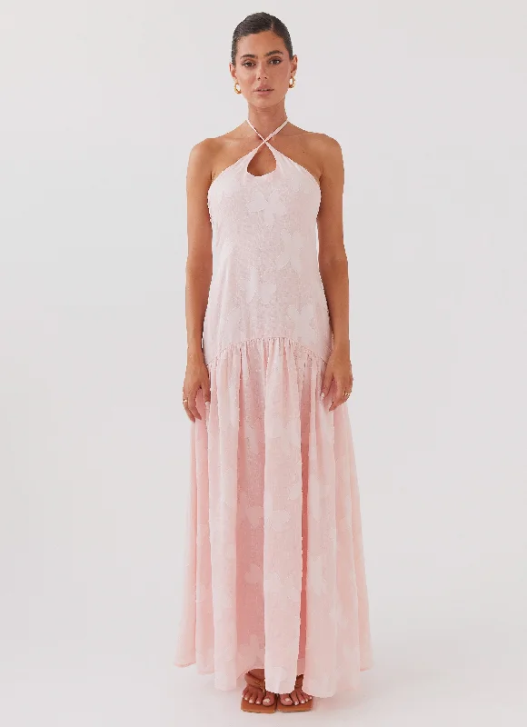 Blushed Cross Neckline Maxi Dress - Pink Petal