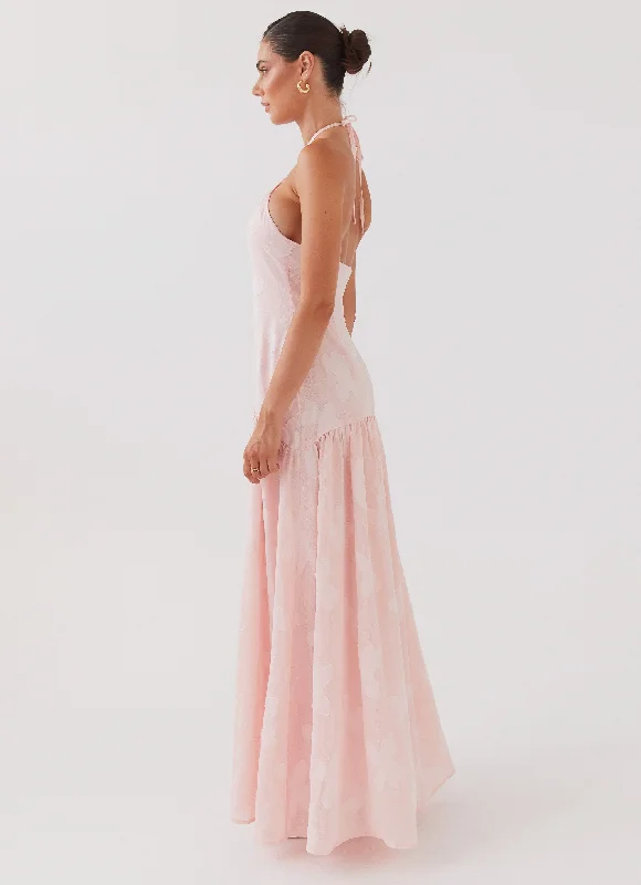 Blushed Cross Neckline Maxi Dress - Pink Petal