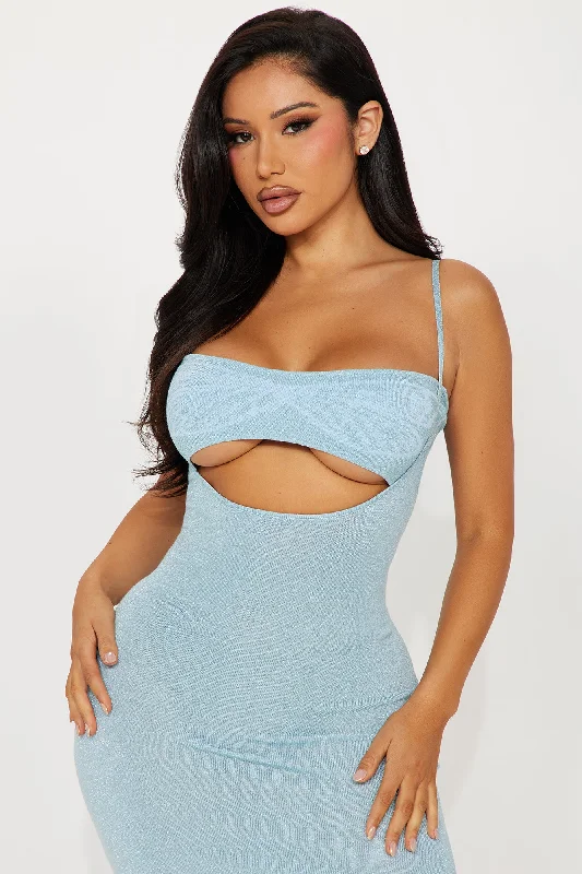 Butterfly Bandeau Maxi Dress - Light Blue