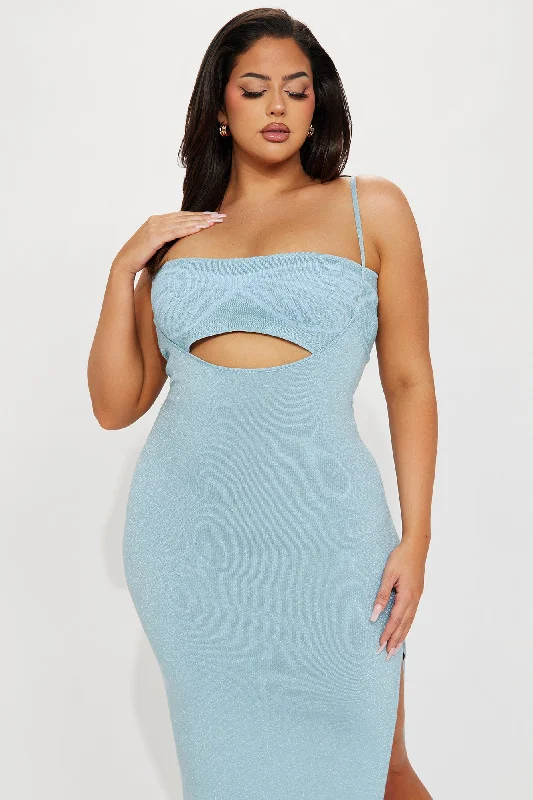 Butterfly Bandeau Maxi Dress - Light Blue