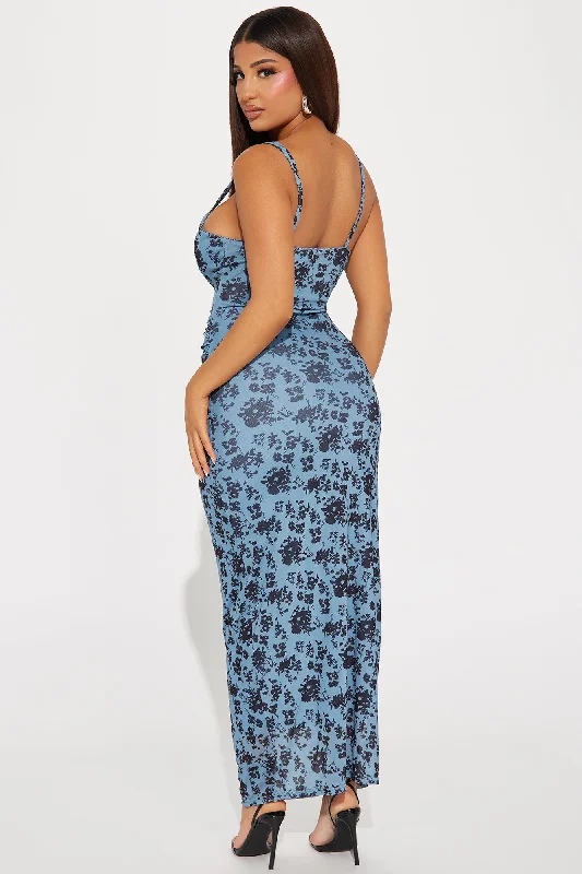 Carolina Mesh Maxi Dress - Slate Blue