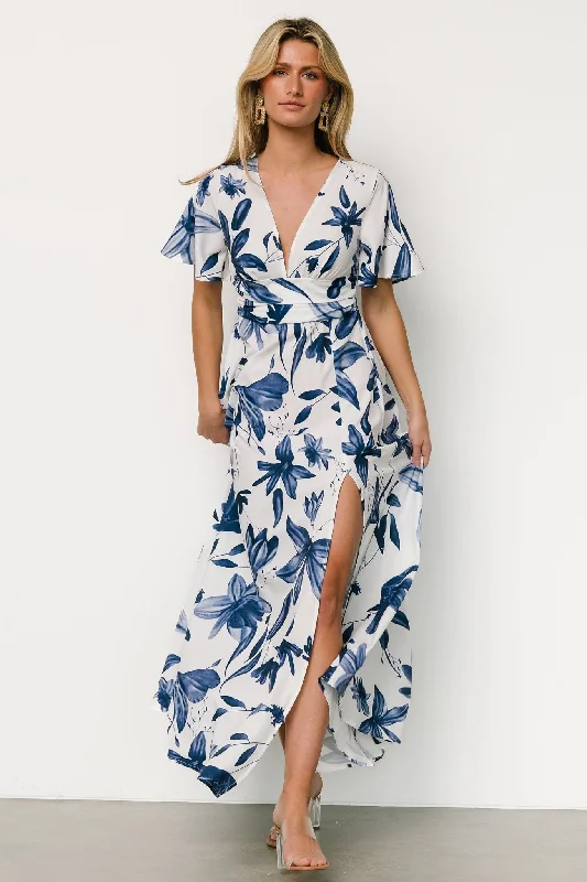 Dina Maxi Dress | White + Blue Floral