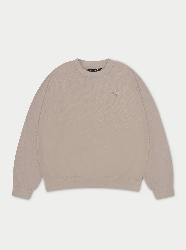 EMBLEM OVERSIZED SWEATSHIRT - BEIGE