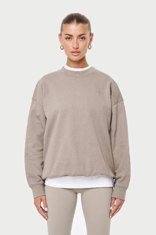 EMBLEM OVERSIZED SWEATSHIRT - BEIGE