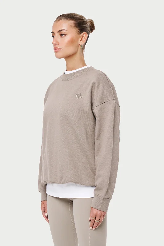 EMBLEM OVERSIZED SWEATSHIRT - BEIGE