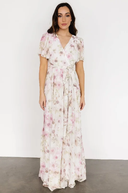 Enya Maxi Dress | White + Lilac Floral