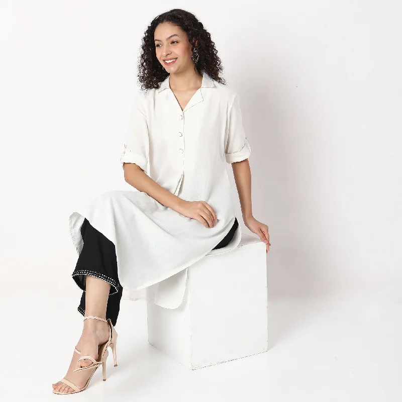 Straight Fit Solid Kurta with Palazzo Set