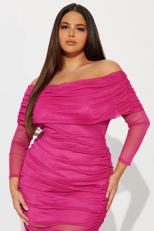 Giana Mesh Maxi Dress - Fuchsia