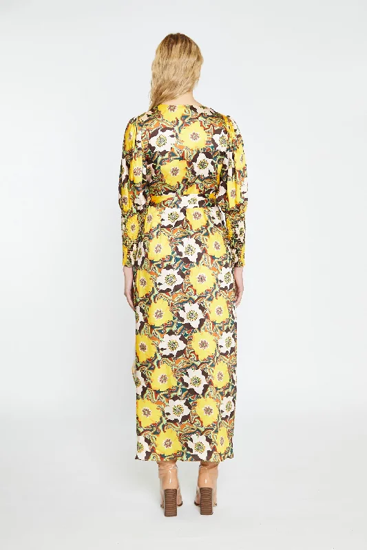 Psychedelic Multi-Floral Wrap Maxi-Dress