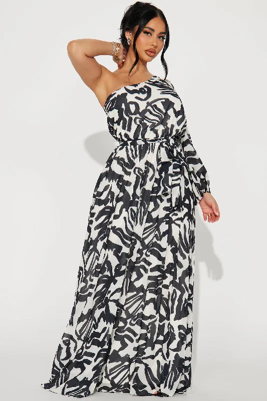 Monaco Chiffon Maxi Dress - Black/White