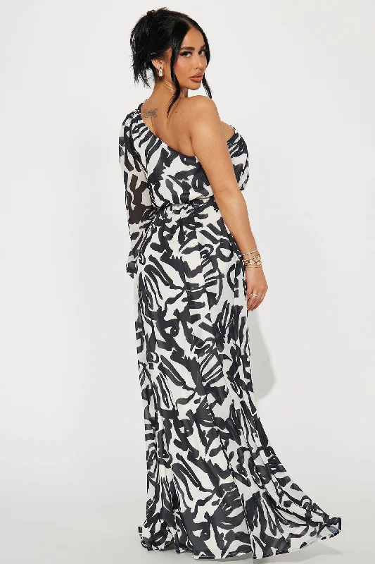 Monaco Chiffon Maxi Dress - Black/White