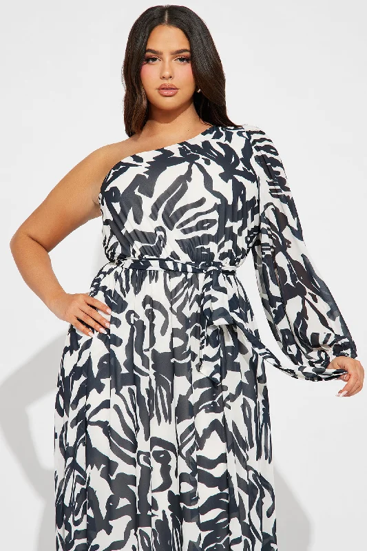 Monaco Chiffon Maxi Dress - Black/White