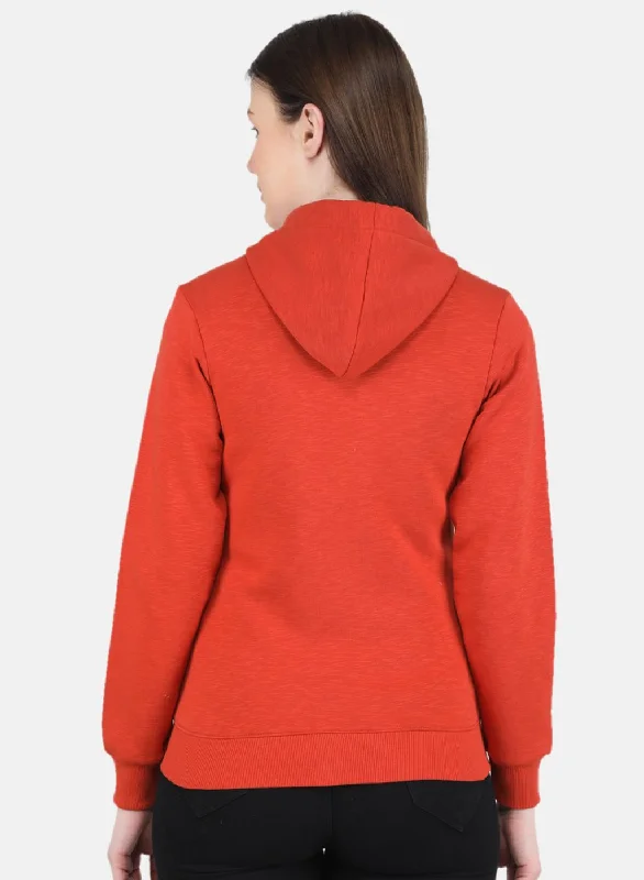 Women Orange Solid Sweatshirt