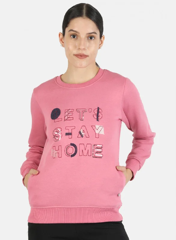 Women Pink Embroidered Sweatshirt