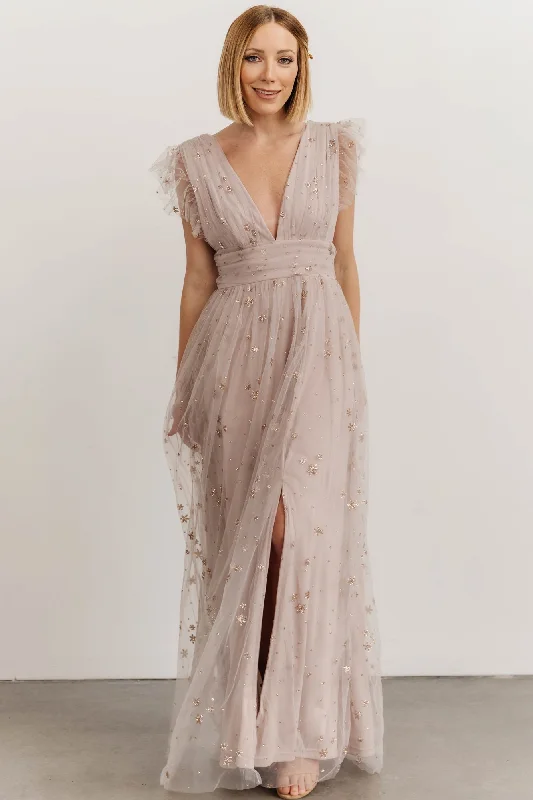 Nova Shimmer Maxi Dress | Dusty Lilac