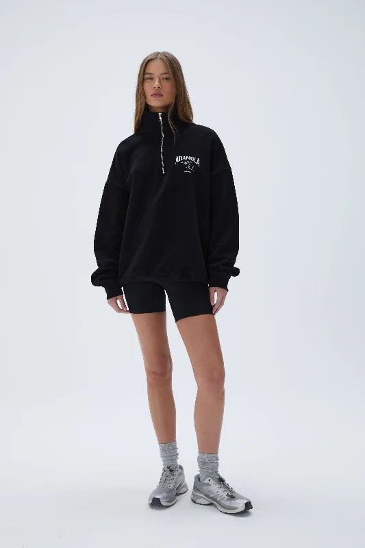 Outdoors Oversized Funnel Neck Zip Sweatshirt - Black