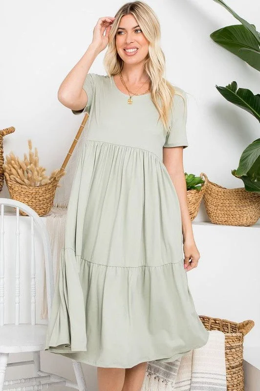 PLUS Tiered Midi Dress 1109