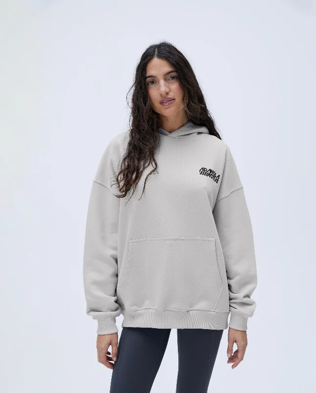 Retro Sport Oversized Hoodie - Stone