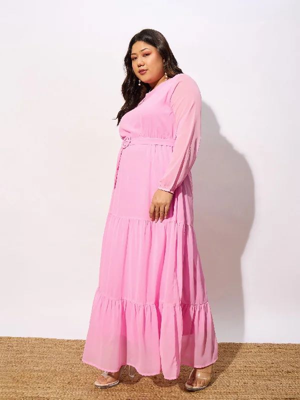 4XL / Pink / Georgette