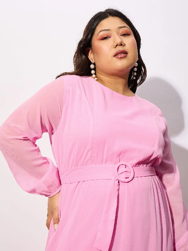 5XL / Pink / Georgette